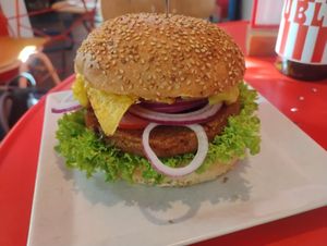 Cheese burger at Neue Republik Reger in Berlin