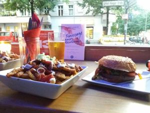 Barbeque burger + poutine deluxe at Neue Republik Reger in Berlin