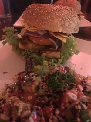 Tempting tempeh burger  at Neue Republik Reger in Berlin