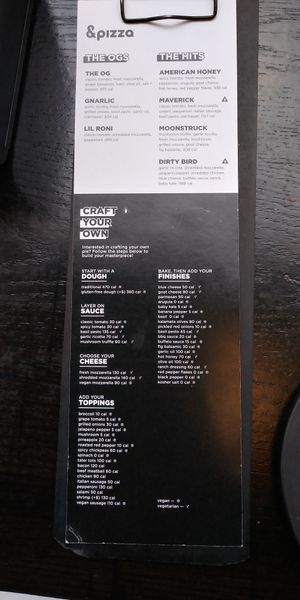Menu at &pizza - E St in Washington