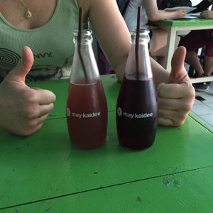 May's Ginger,BasiL & Pomegranate iced Tea AND May's Hibiscus Tea..... TOO DIE FOR! at May Kaidee in Bangkok