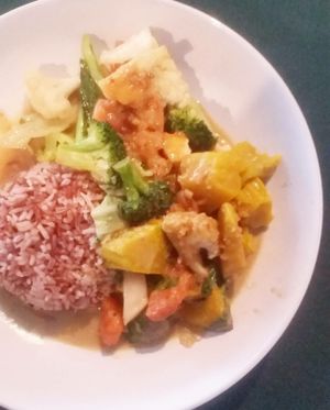 The 'Legendary' Curry served with rice at May Kaidee in Bangkok