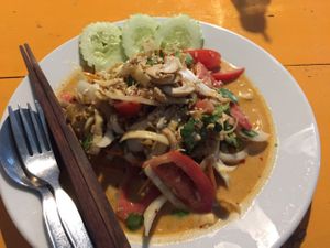 Banana flower salad at May Kaidee in Bangkok