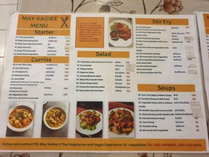 Menu at May Kaidee in Bangkok