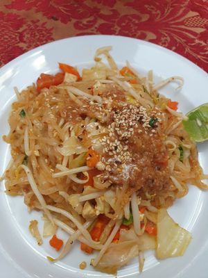 Pad thai with couple of small pieces of tofu😅 at May Kaidee in Bangkok