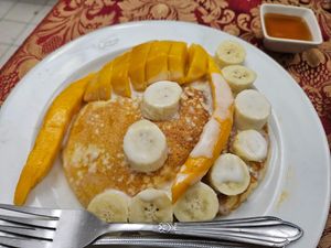 Pancake with Fruit, 90 Baht at May Kaidee in Bangkok