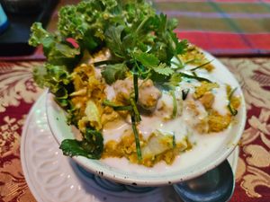 How Mokk (mixed veg in a red curry, coconut milk), 100 Baht at May Kaidee in Bangkok