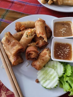 Fried springrolls, very tasty at May Kaidee in Bangkok