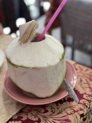 Fresh coconut - May Kaidee, Bangkok  at May Kaidee in Bangkok