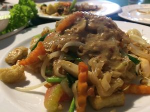 pad Thai - a bit too much peanut sauce for my liking at May Kaidee in Bangkok