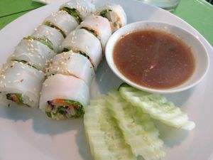 Fresh thai roll at May Kaidee in Bangkok