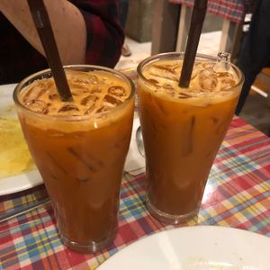 Thai ice tea with soy milk at May Kaidee in Bangkok