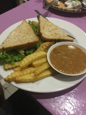 ‘Fish’ Blt sandwich at May Kaidee in Bangkok