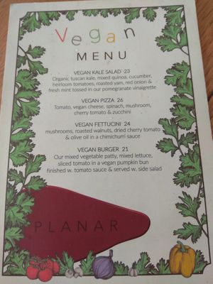 Menu November 2018 at Planar in Sydney