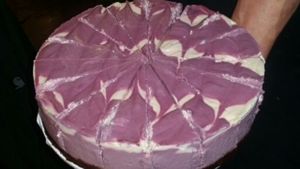 blackberry vanilla swirl cake at Papa G's Vegan Organic Deli in Portland