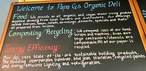 This sign says it all... at Papa G's Vegan Organic Deli in Portland
