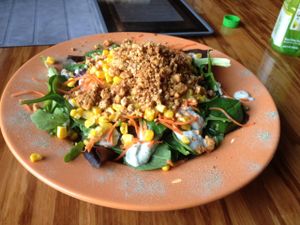 This is the 'Epic Taco Salad'. not on the website's menu, but is on the regular in-store menu. at Papa G's Vegan Organic Deli in Portland