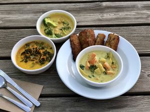 ALL GREAT ! Very filling meal for one 🤓 at Papa G's Vegan Organic Deli in Portland