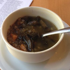 mushroom wild rice soup. I had already had a fair bit by this point. delicious! at Coburg Social in Halifax
