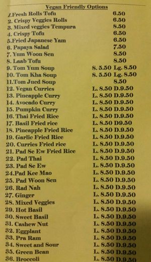 36 vegan friendly options at Thai E-San Kitchen in Dixon