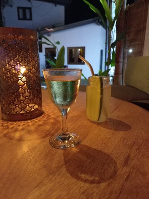 White wine & Moscow Mule at Koha Surf Cafe & Lounge in Unawatuna