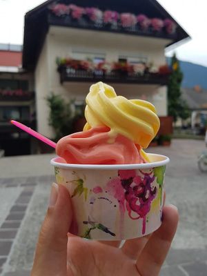 Vegan ice cream. 

Photo by: Irena Č. on Facebook at Lucka Ice cream in Kranjska Gora