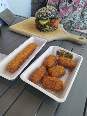 Vegan Chicken Corn and Veggie Frikandel at De Frietfabriek in Amstelveen