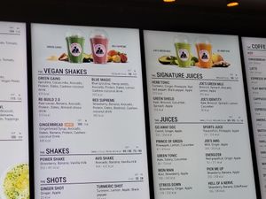 Menu at Joe & The Juice in Oslo