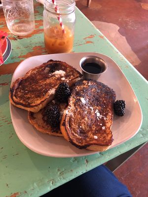 Vegan banana coconut French toast at The Fat Radish in Bayfield