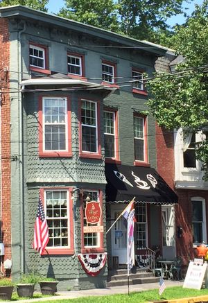 16 N Main St., 
Shrewsbury, PA 17361

We have on street parking and a parking lot behind our building! at The Village Coffee & Cream in Shrewsbury