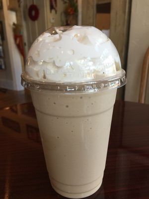 Coconut CoffeeShake (our homemade vegan coconut sorbet blended with iced coffee for a decadent treat!) at The Village Coffee & Cream in Shrewsbury