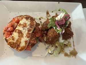 Haloumi/falafel burger  at Levant - Bulevardi in Helsinki