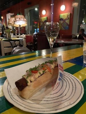 Vegan hot dog   at Bar Favela in Helsinki