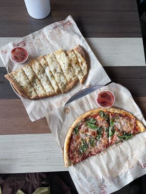 V Cheesy bread, v cheese and v chorizo pizza, marinara   at Blaze Pizza in Lake Buena Vista