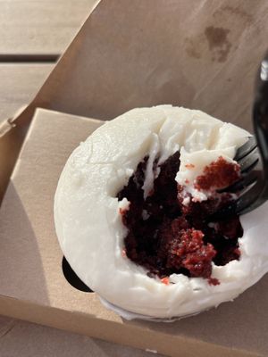 Vegan Red Velvet with THE BEST Cream Cheese Frosting  at Sprinkles Cupcakes in Lake Buena Vista