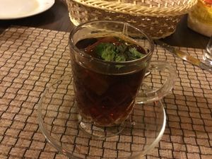 Black tea with mint at Al Wadi Restaurant in Wadi Musa