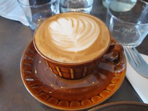 Cappuccino with oatmilk! at Mirells in Visby