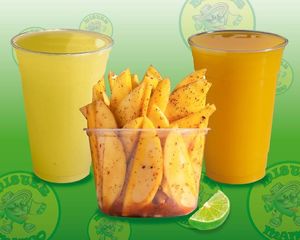 Pineapple Juice. Spiceter Mango salad (bestseller). Mango juice. at Mister Mango in North Miami Beach