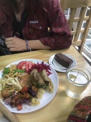 Several things from the buffet + cake at La Huerta in La Paz