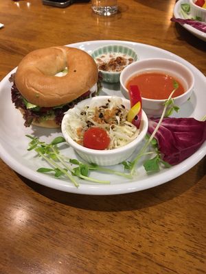 Hummus Bagel set at Storyhouse Cafe & Bar in Matsumoto