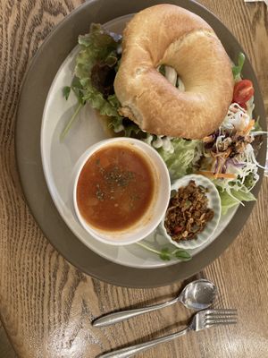 Avocado Hummus Bagel (lunch set)  at Storyhouse Cafe & Bar in Matsumoto