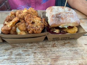 Cauliflower and slow clo burger at Bacon Brothers in Christchurch