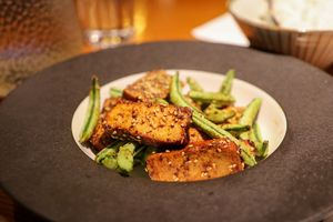 tofu with green beans at Lín Hú SùShí - The Lakeside Veggie in Shanghai
