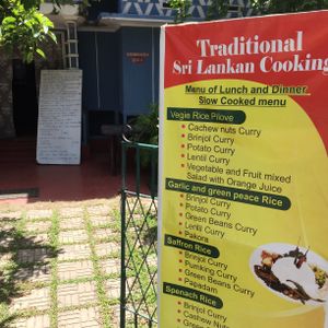 Menu at gate at Sri Dhara Restaurant  in Unawatuna