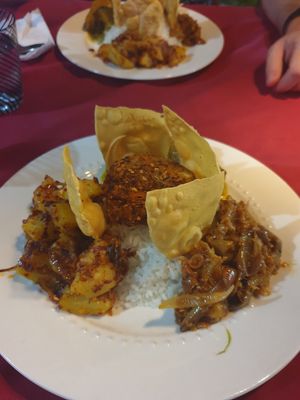 Curry and rice at Sri Dhara Restaurant  in Unawatuna