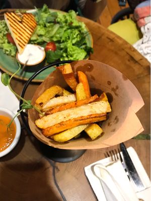 Fried Vegetables (sweet potato, celery, potato, carrot)  at Green Food Cafe in Kharkiv