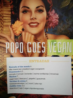 Vegan menu at Popocatepetl in Amersfoort