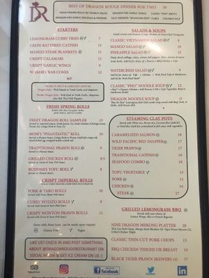 Menu 1 at Dragon Rouge in Alameda
