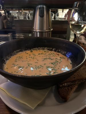 Vegan Tom Yum soup with tofu and coconut milk at Café Bar 9 in Helsinki