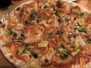 Vegan pizza without olives  at Eldsmiðjan - Laugavegur in Reykjavik